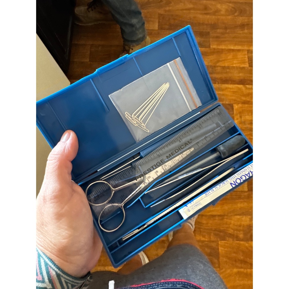 Prestige Medical DK-1 Dissection Kit Blue Case Scissors Forceps Scalpel Blades